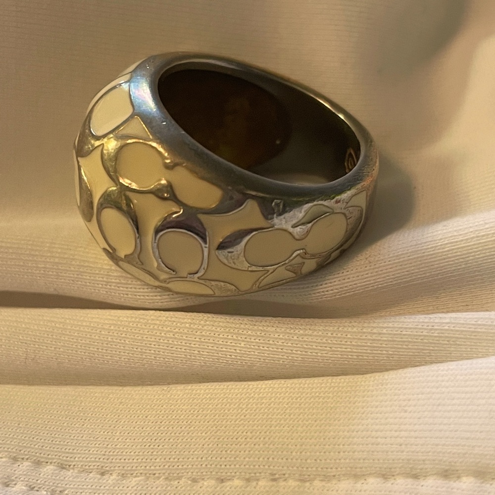 Coach Miranda White enameled dome ring